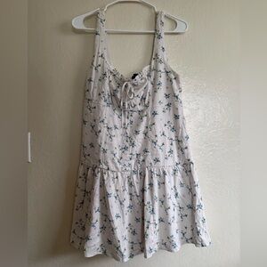 NWT Wild Fable White and Blue Floral Babydoll Mini Dress (Sizes: M, L)